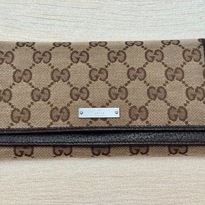 Gucci GG Canvas double fold long wallet (giftable condition)
